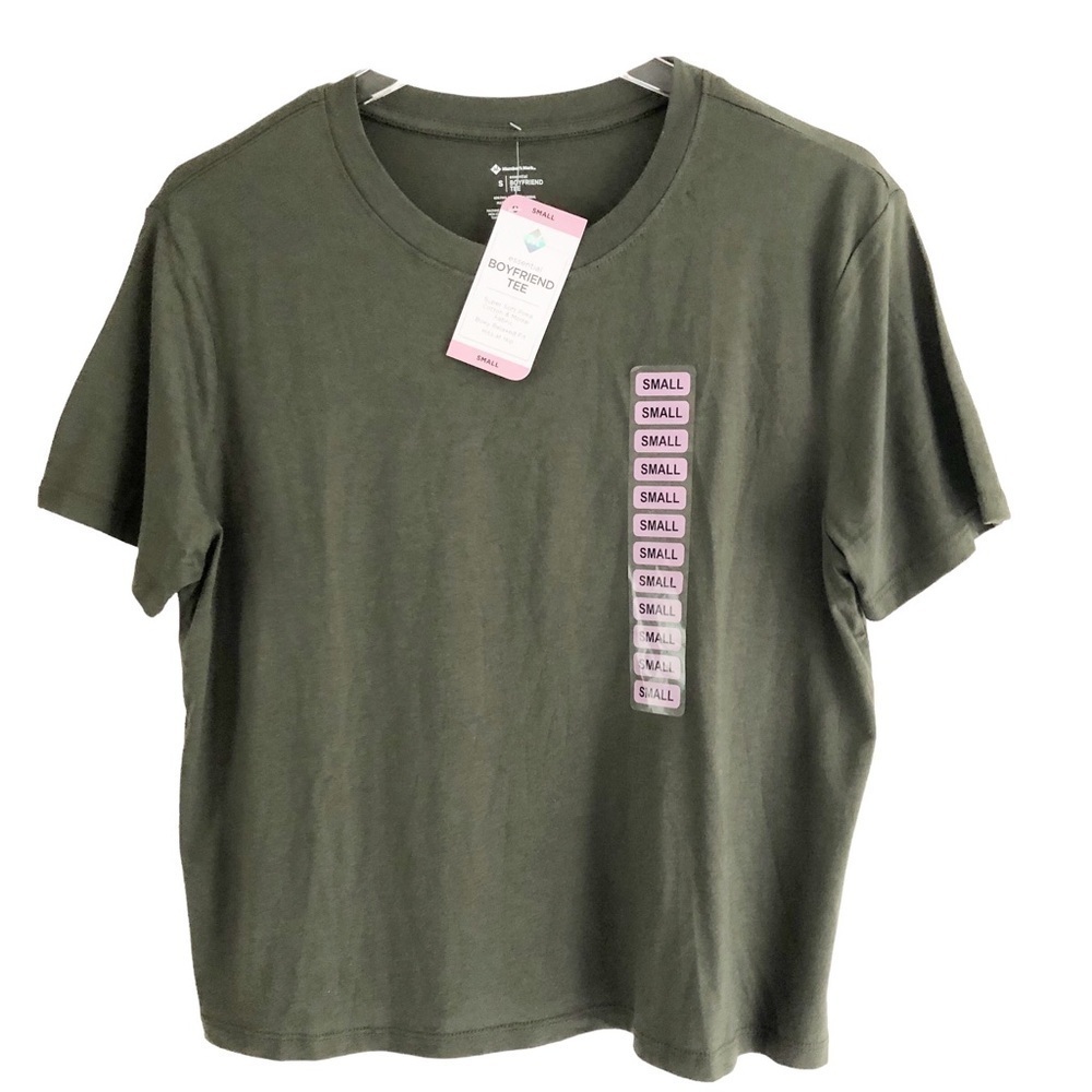 Boyfriend Essential Short Sleeve Tee Green Pima Cotton Small - Picture 1 of 4